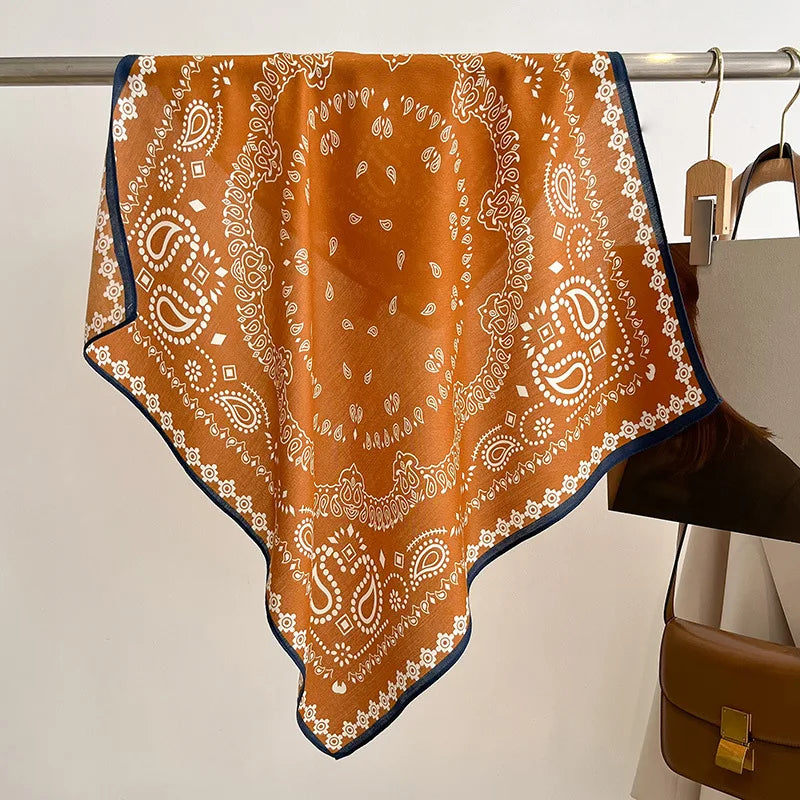Breathable Cashew Print Silk Scarf for Women - Smarsty