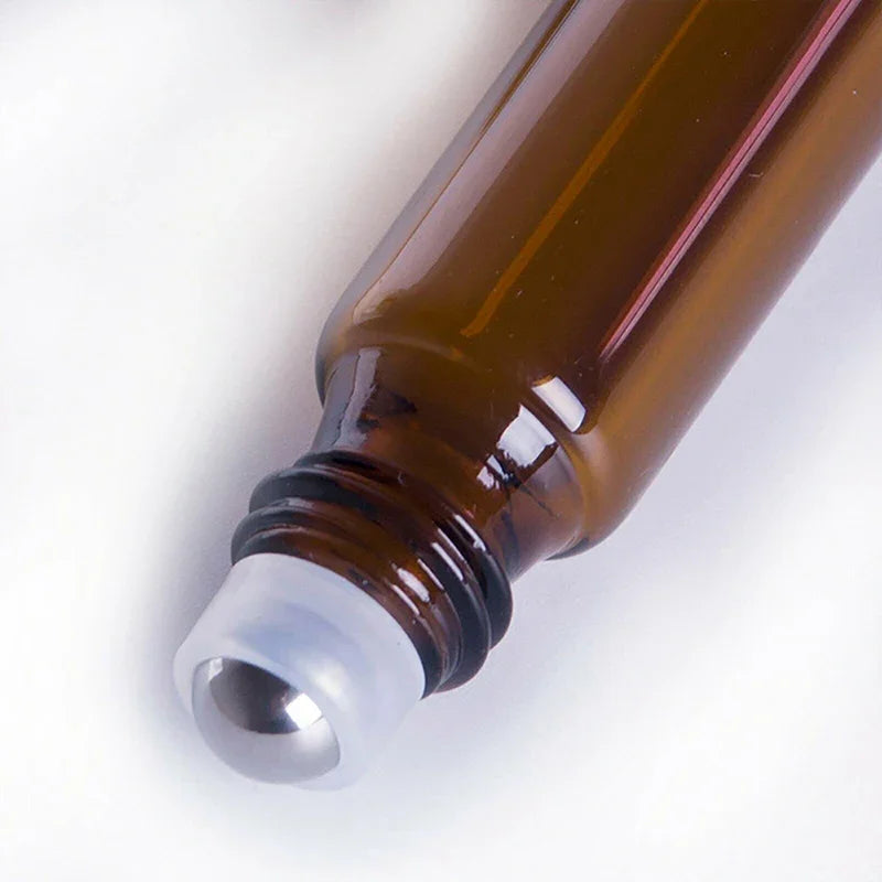10 Pack Amber Glass Roll On Bottles for Essential Oils - Smarsty