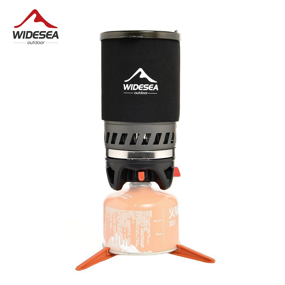 Widesea Camping Cooking System with Heat Exchanger Outdoor Gas Stove Burner Tourist Coffee Pot Cup Cookware Tableware Tourism by Smarsty