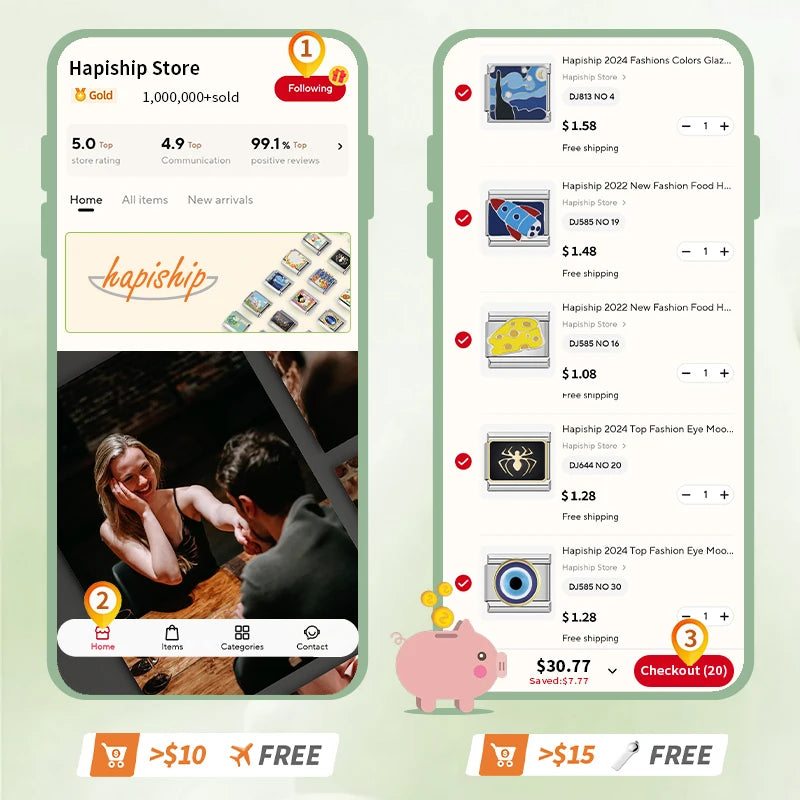 Hapiship Italian Stainless Steel Elastic Charm Bracelet - Smarsty