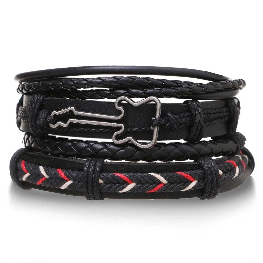 Braided Leather Bracelets for Men with Vintage Charms - Smarsty