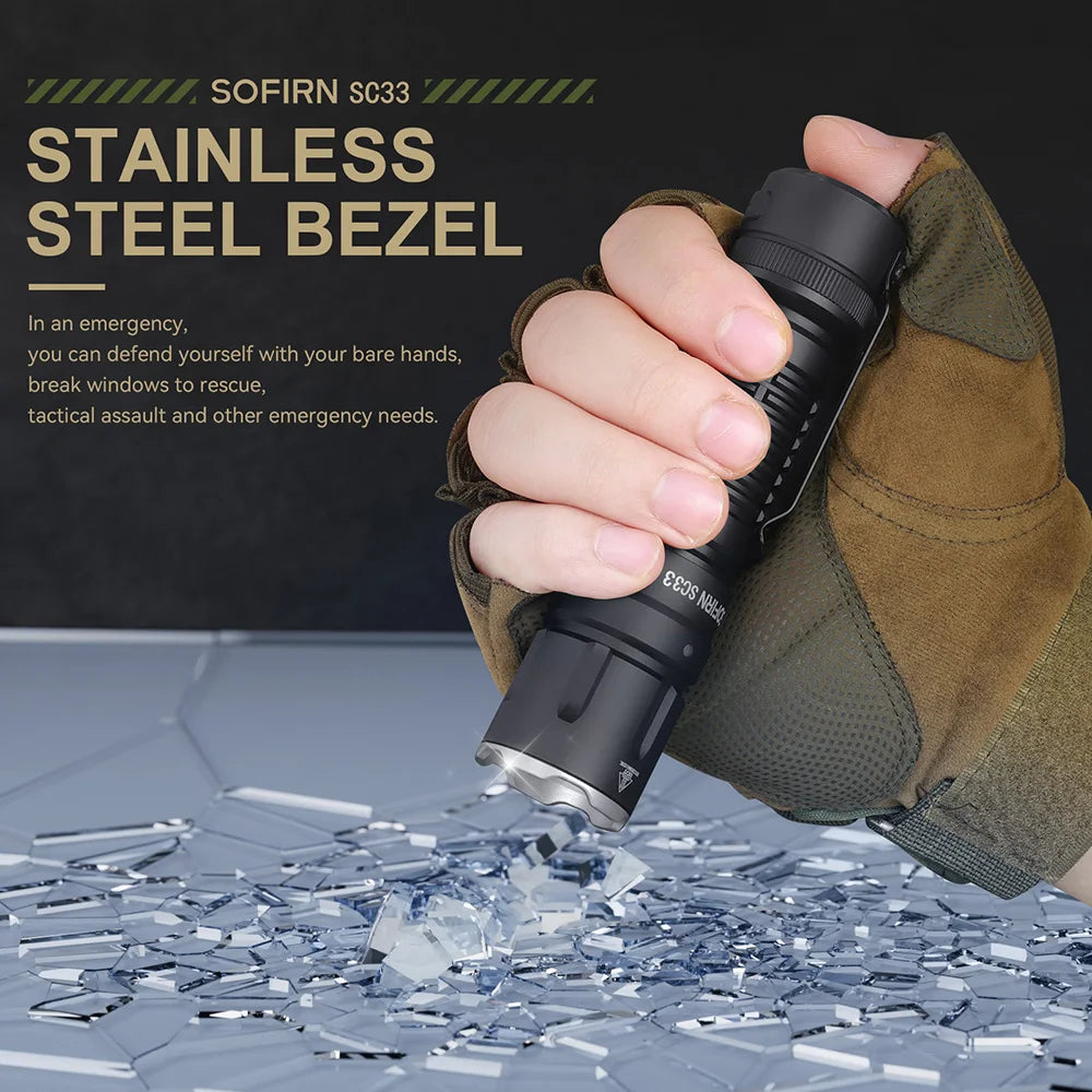 Sofirn SC33 XHP70.3 HI LED Flashlight Tactical 5200lm Powerful 21700 USB C Rechargeable Torch with Tail E-switch Outdoor Light by Smarsty