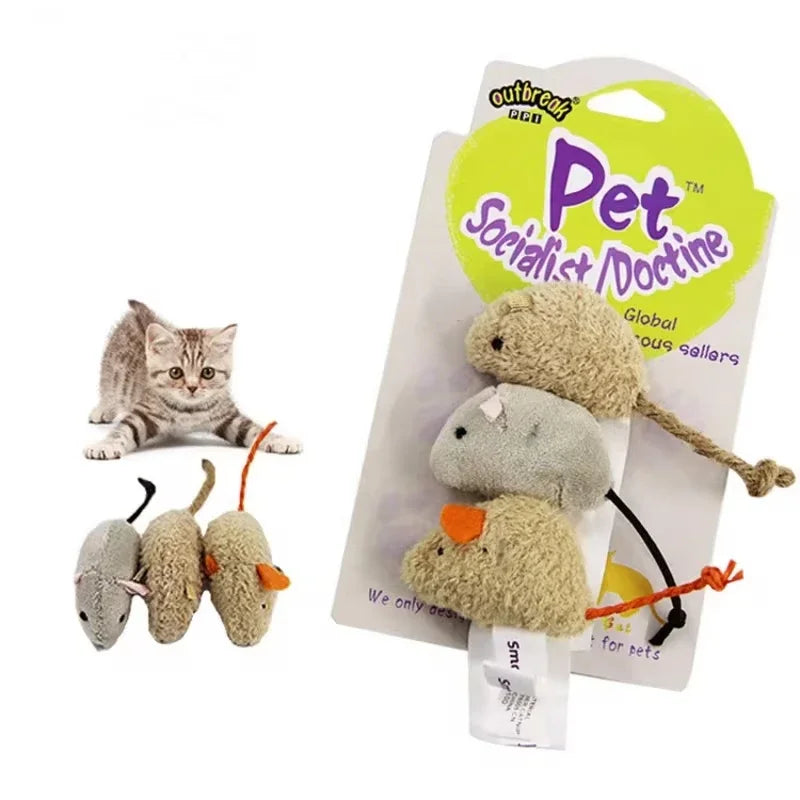 Plush Interactive Mouse Cat Toy Set for Playful Kittens - Smarsty