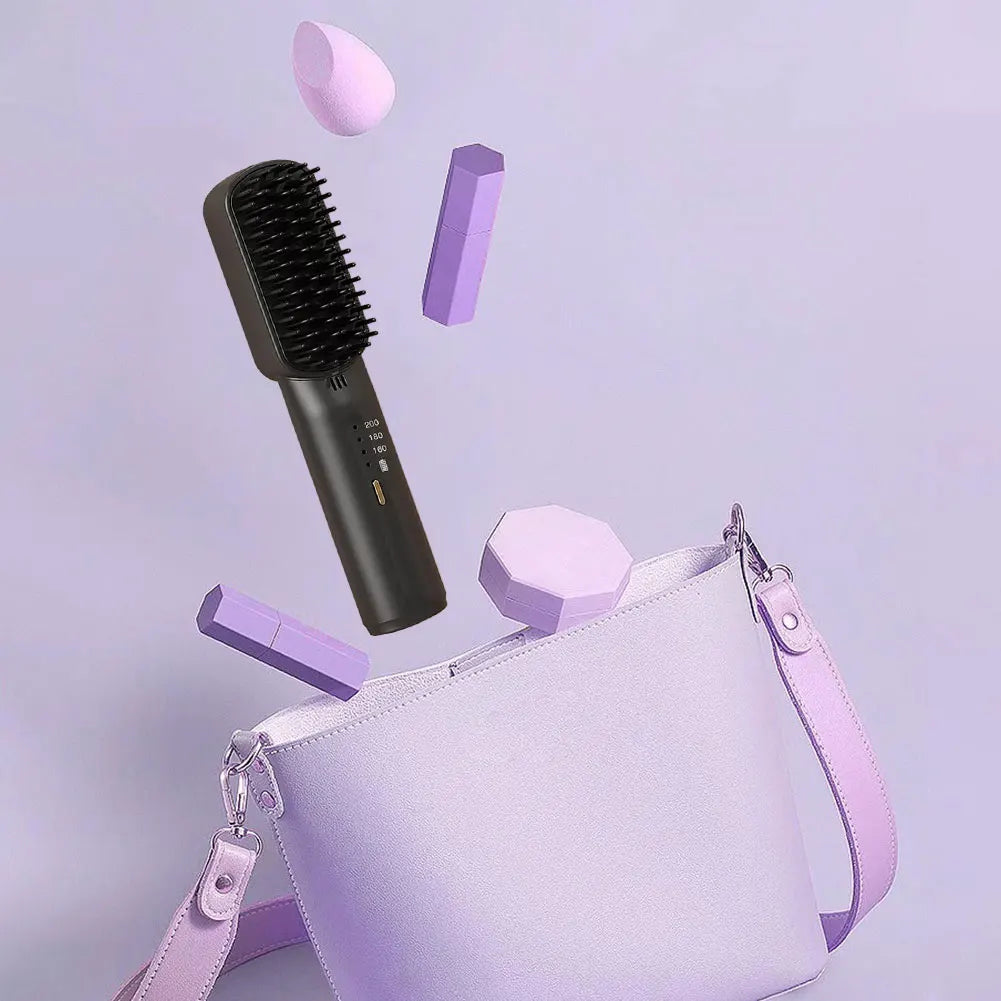 Cordless Hair Straightener Brush with Anti-Scald Feature - Smarsty