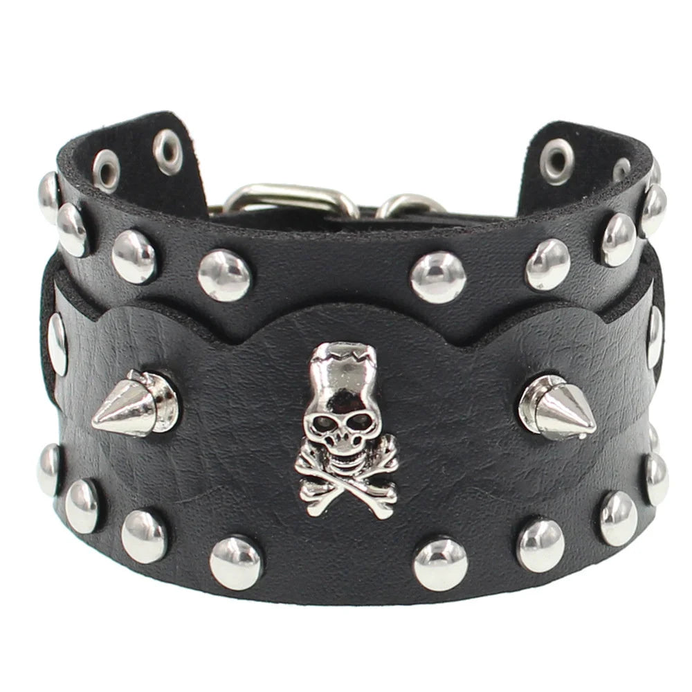 90s Punk Style PU Leather Spike Bracelet for Women - Smarsty