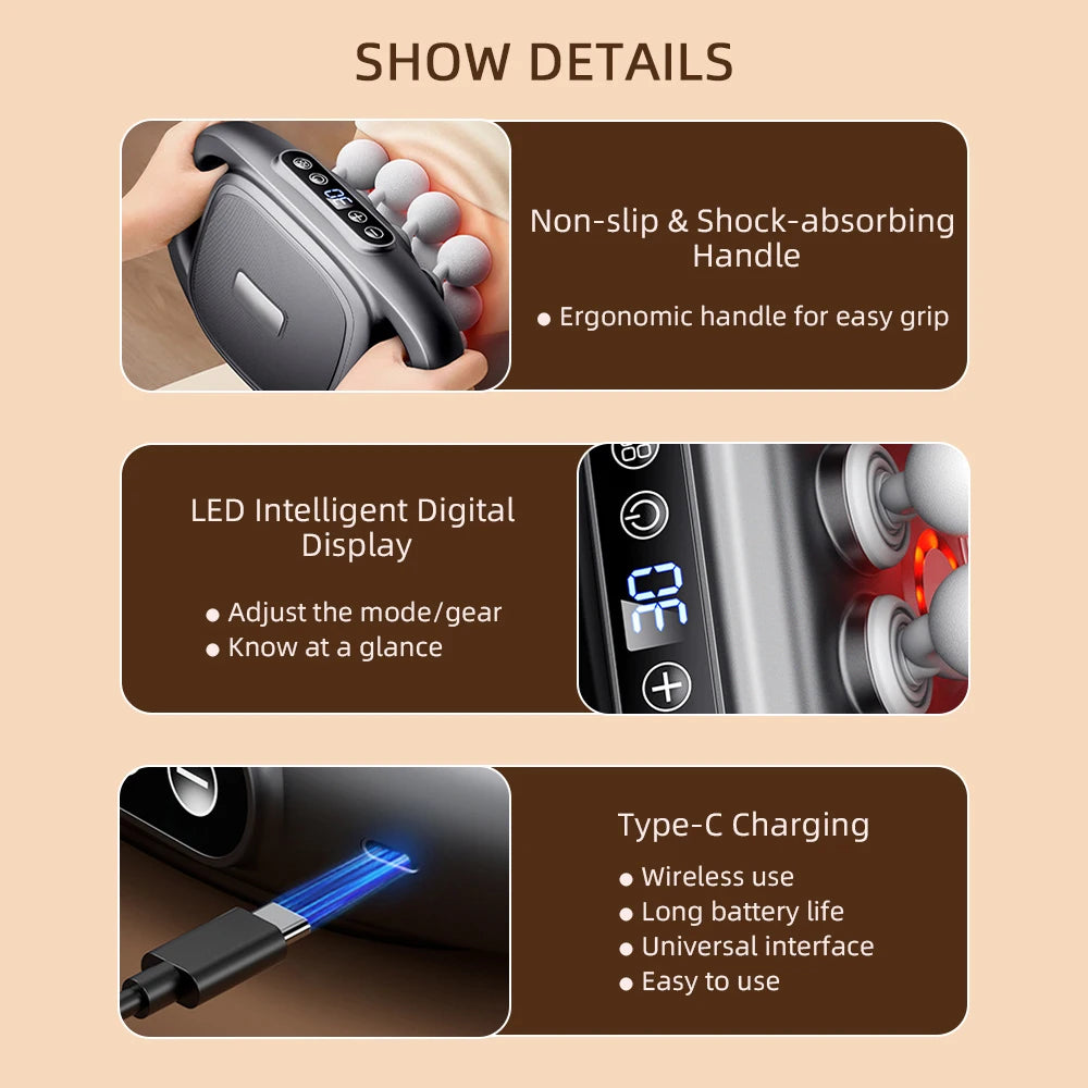 16-Head Fascia Gun High-Frequency Vibration Body Massage Gun Back and Waist Massager Neck Shoulder Massager Muscle masajeador - Smarsty
