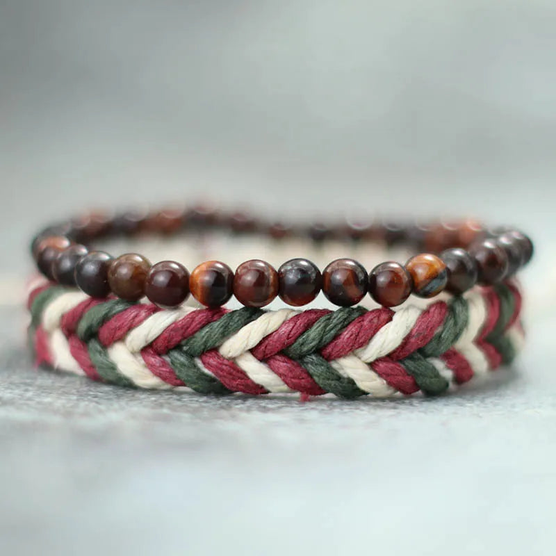 Natural Coconut Husk Wood Bracelet Set for Men - Smarsty