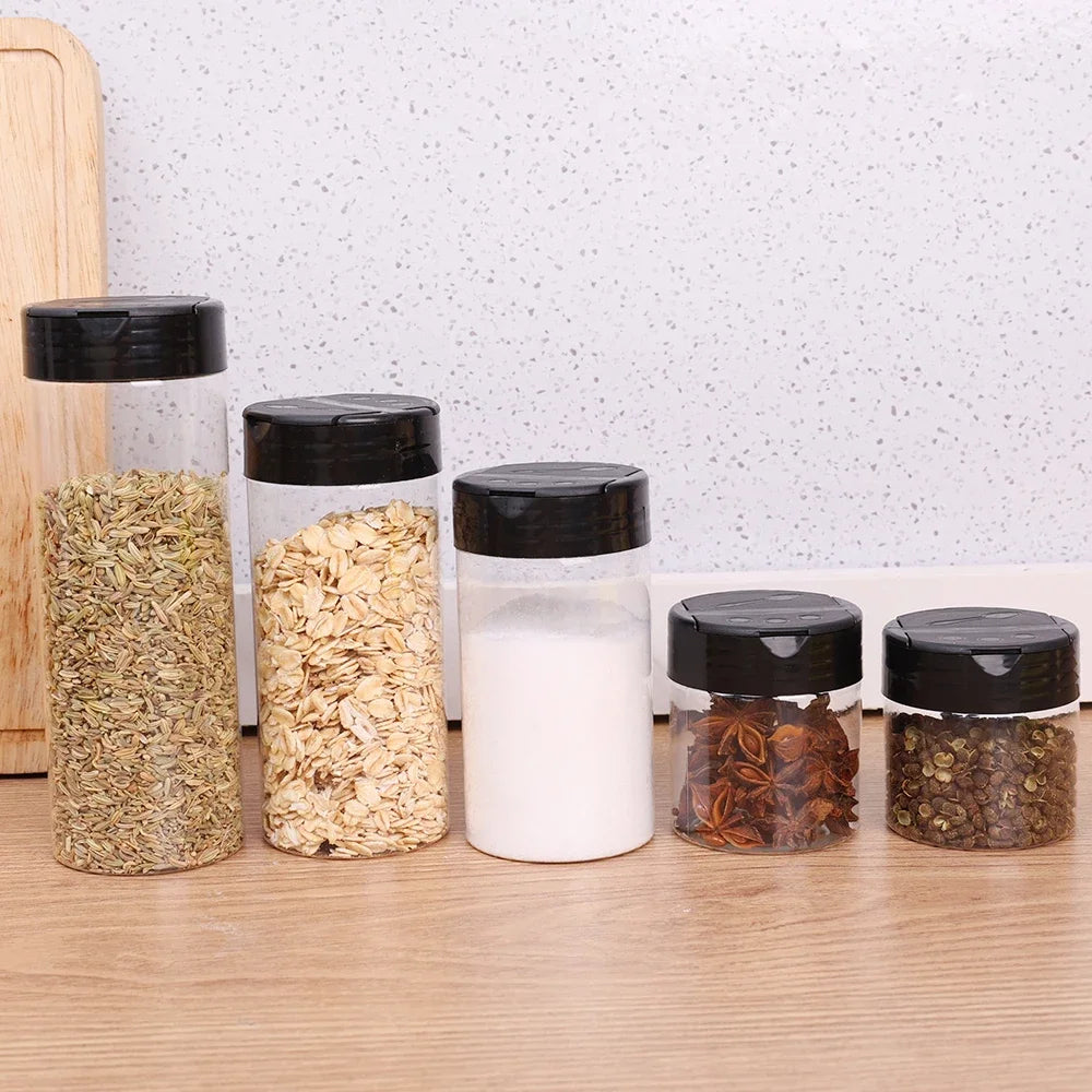 1/12x Plastic Spice Jars with Shaker Lids Transparent Safety Plastic Bottles for Home Kitchen Storing Spices Seasoning Powders