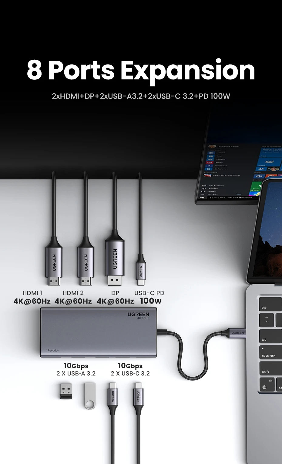 USB C Hub 4K HDMI DockingStation With 100W PowerDelivery
