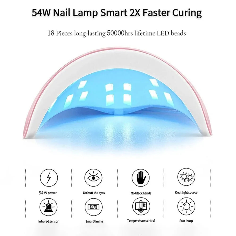 54W UV LED Nail Dryer Lamp for Quick Drying - Smarsty