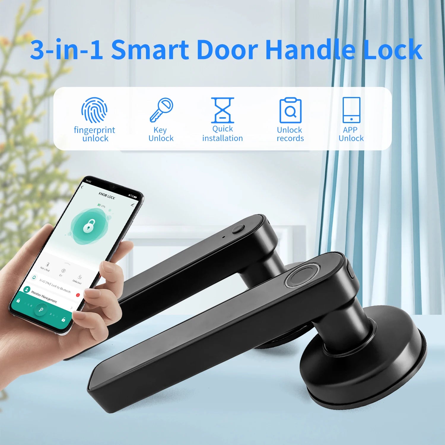 Tuya 5-in-1 Smart Door Lock with Fingerprint Access - Smarsty