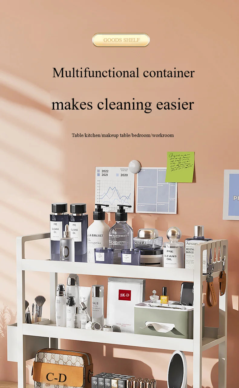 3-Tier Multifunctional Storage Shelf,Space-Saving Desktop Shelf,Desk Shelf,organizer,Non-slip Design and Easy To Assemble by Smarsty