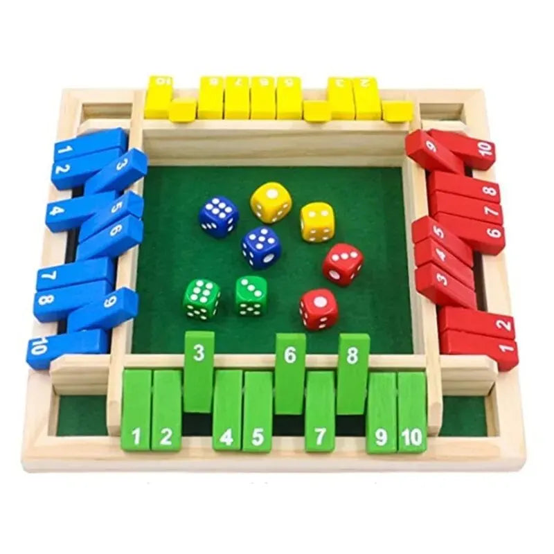 Wooden Dice Board Game Shut The Box for 4 Players Flaps & Dices Game Parent-children Interaction Family Entertainment - Smarsty