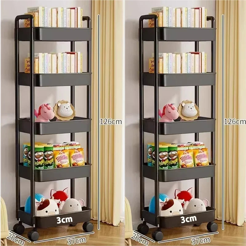 Bookshelf Storage Trolley Mobile Kitchen Organizer Cart With Wheels Multi-Layer Bathroom Shelves Household Snacks Storage Rack by Smarsty
