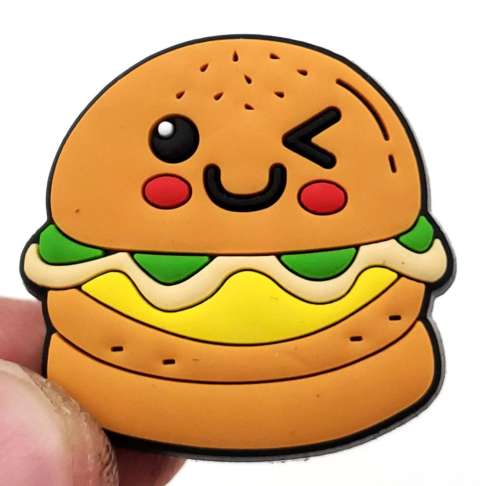 20pcs Food Series Cake Pizza PVC Shoe Charms Accessories Clogs Bubble Slides Sandals Shoe Buckles Decorations Pins Kids Gifts