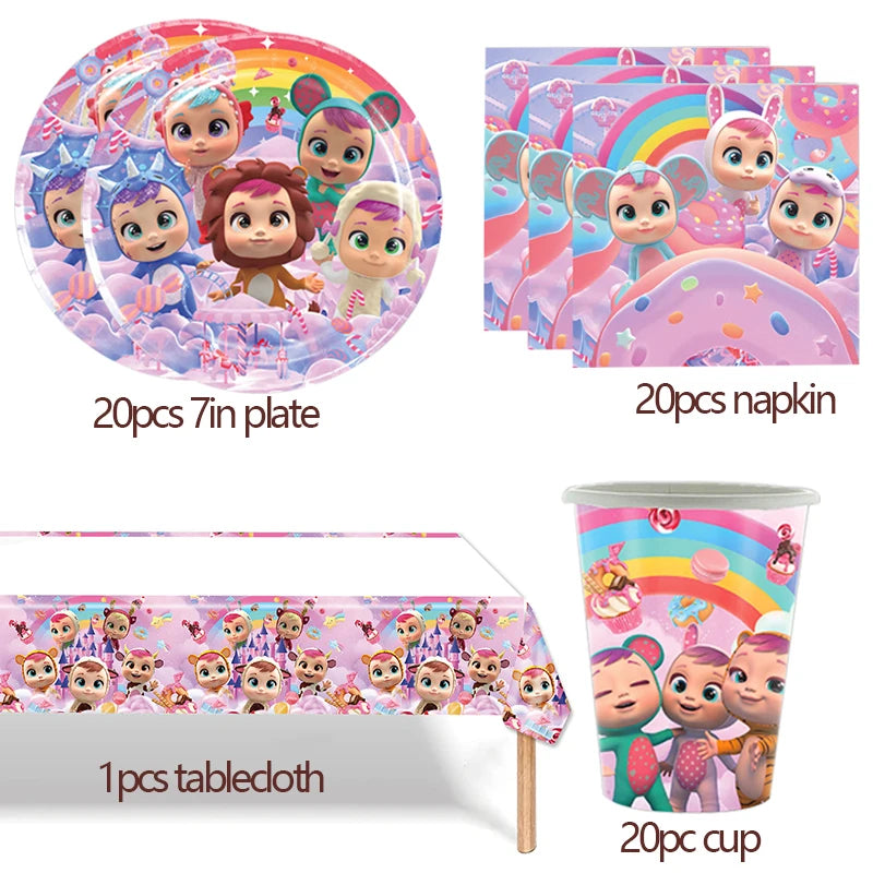 Cry Babies Birthday Party Decorations Tableware Set - Smarsty
