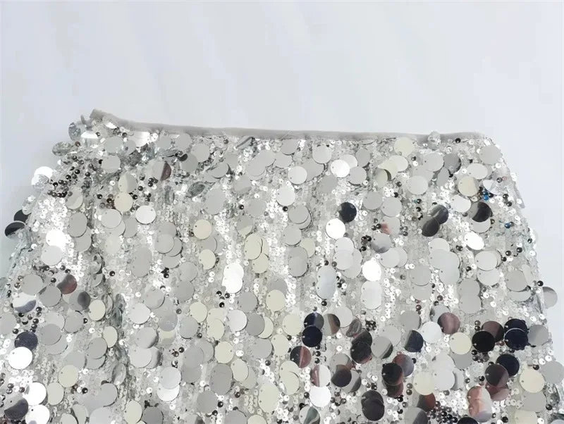 Silver Sequin Skirt Woman High Waist Mini Skirt Woman Fashion Shiny Glitter Elegant Short Skirts For Women Y2k Skirts - Smarsty