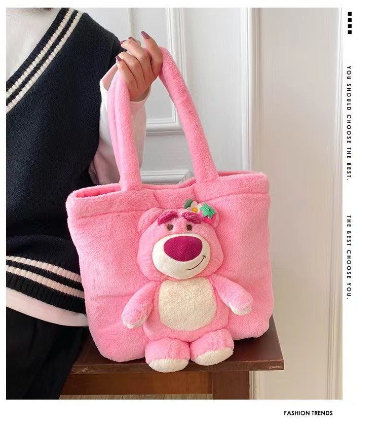Disney Stitch Plush Shoulder Bag Cute Strawberry Bear - Smarsty