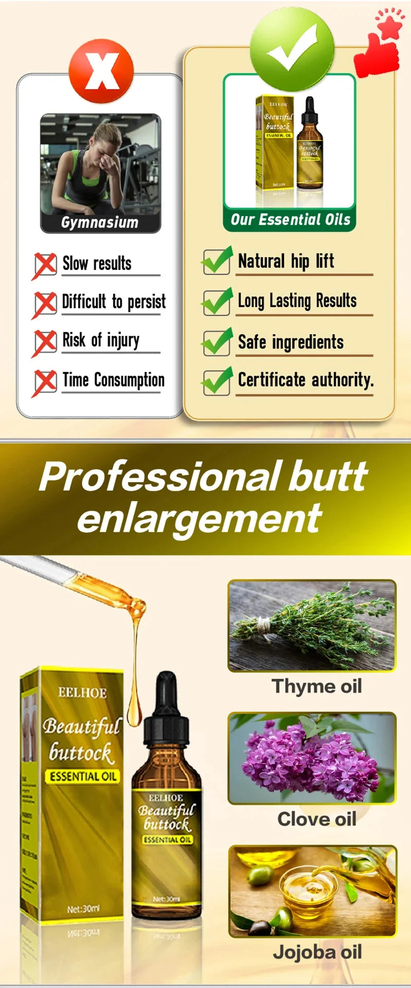 Butt Enhancement Essential Oil for Firming and Lifting - Smarsty