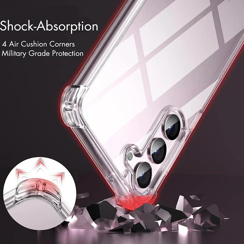 Smarsty Hybrid Shockproof Galaxy Clear Case With Anti Scratch Shield -