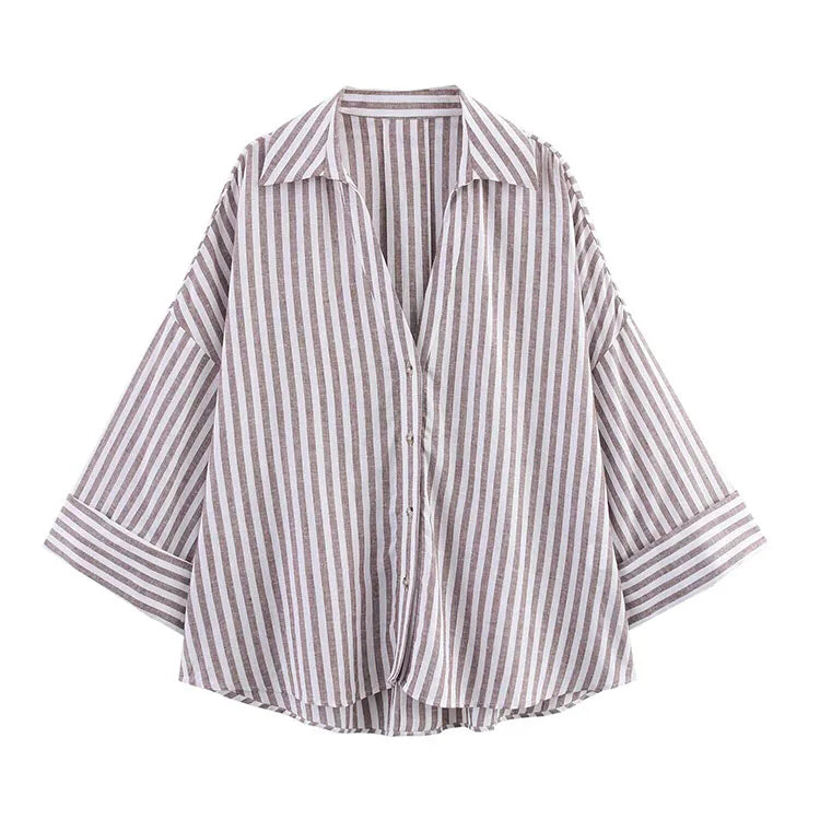 HipSeam Wide Sleeved Shirt Women Spring Asymmetric Hem Button Women's Shirts Simple Lady Johnny Collar Linen Shirts & Blouses - Smarsty