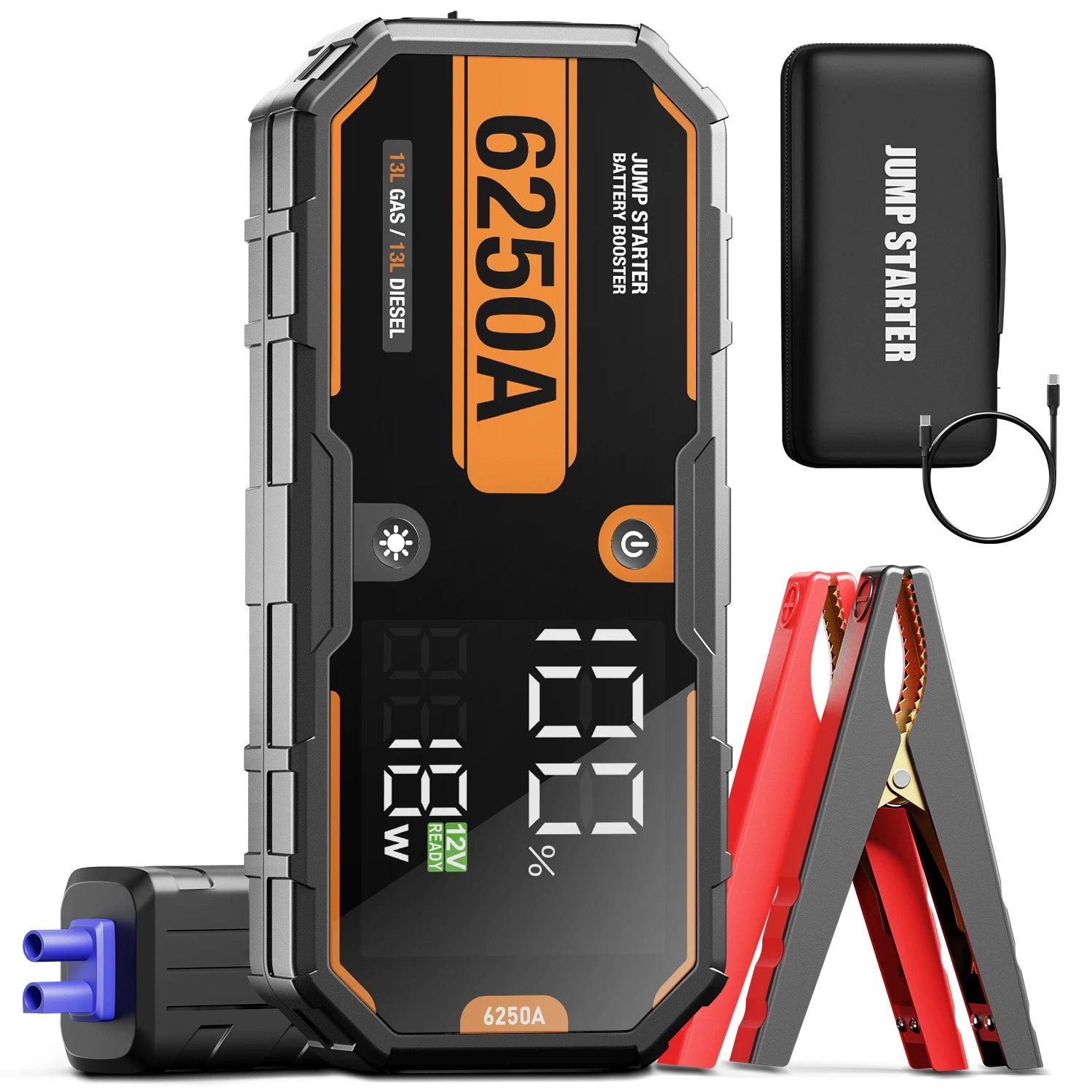 AdoreTrip Car 6000A Portable 12V Jump Starter Power Bank 12V Auto Battery Charger Booster Starting Device With Led Light