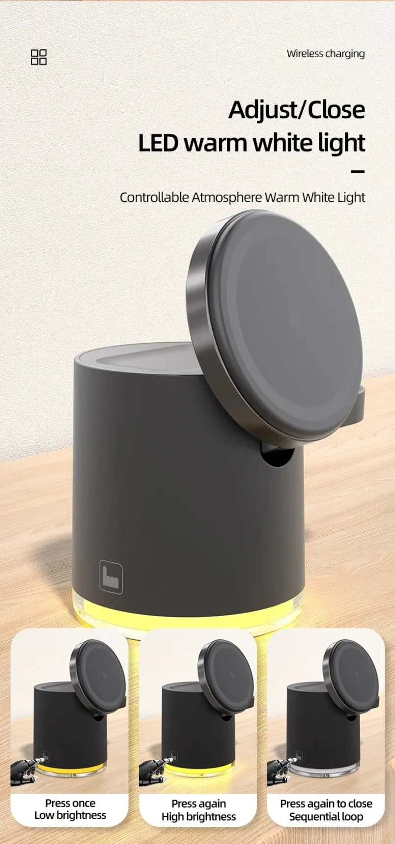 Qi2 3 In 1 Wireless Charger Station With Night Lamp - Smarsty