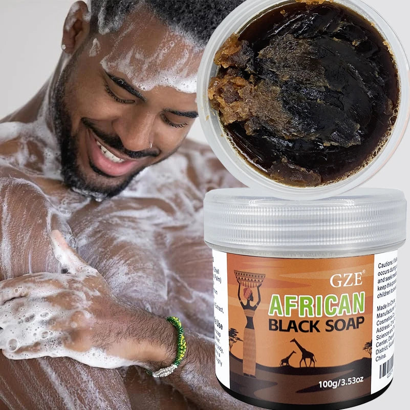 GZE African Black Soap 3-in-1 Cleanser for Deep Cleaning and Moisturizing - Smarsty