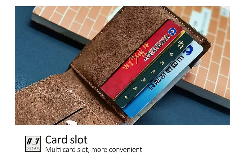 New Retro Men Leather Wallets Small Money Purses Design Dollar Price Top Men Thin Wallet With Coin Bag Zipper