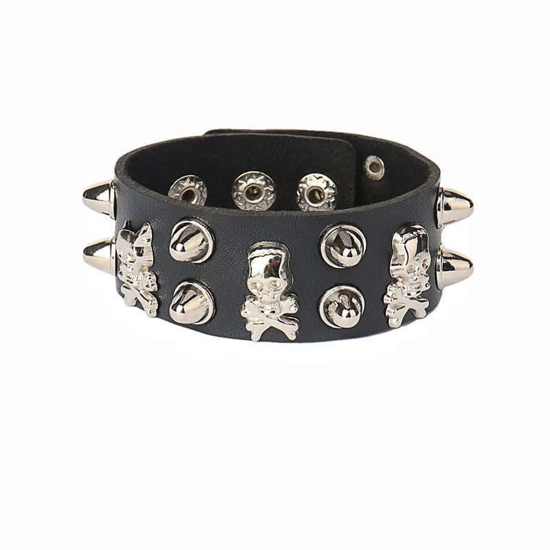 90s Punk Style PU Leather Spike Bracelet for Women - Smarsty