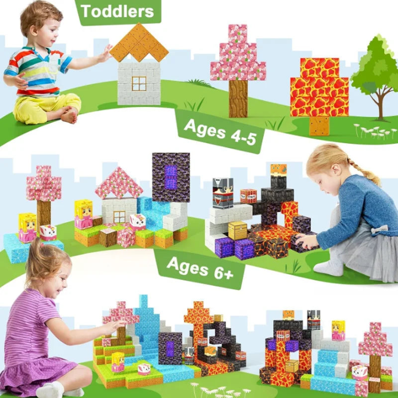 50-400pcs Mine Magnetic Building Block World Magnet Cube Set for Boys Girls Kid DIY Model Children Sensory Toy Christmas Gift - Smarsty