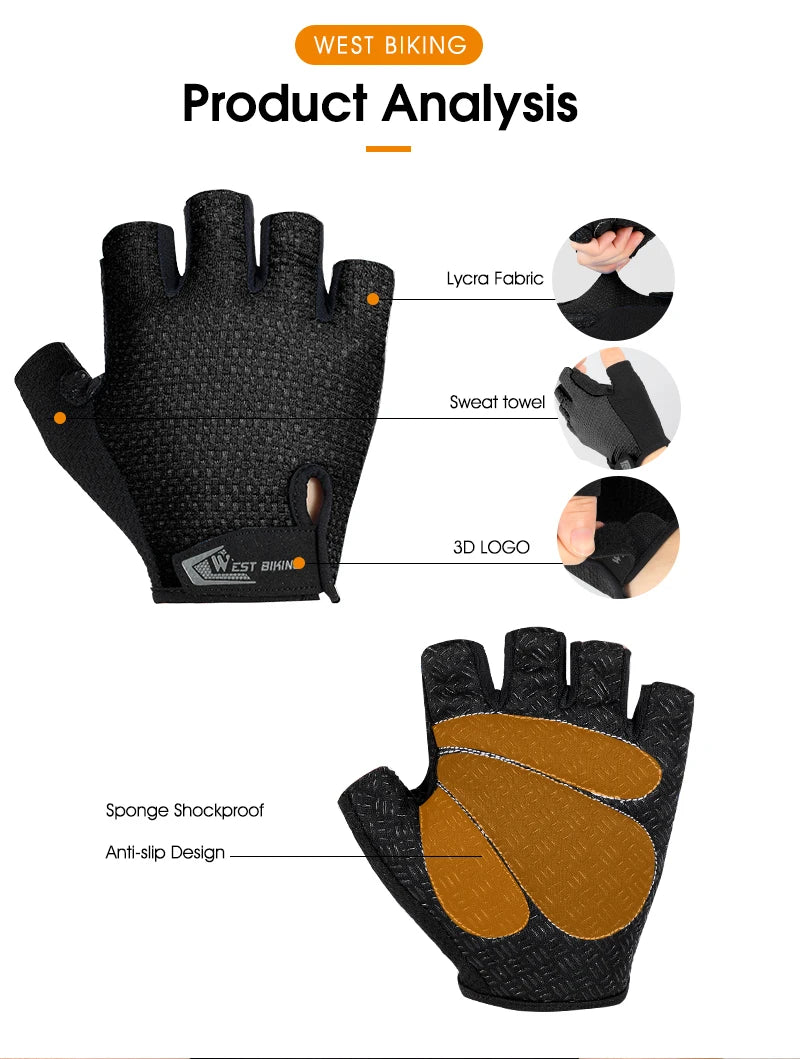 West Biking Full Finger Cycling Gloves Non Slip Silicone Palm - Smarsty