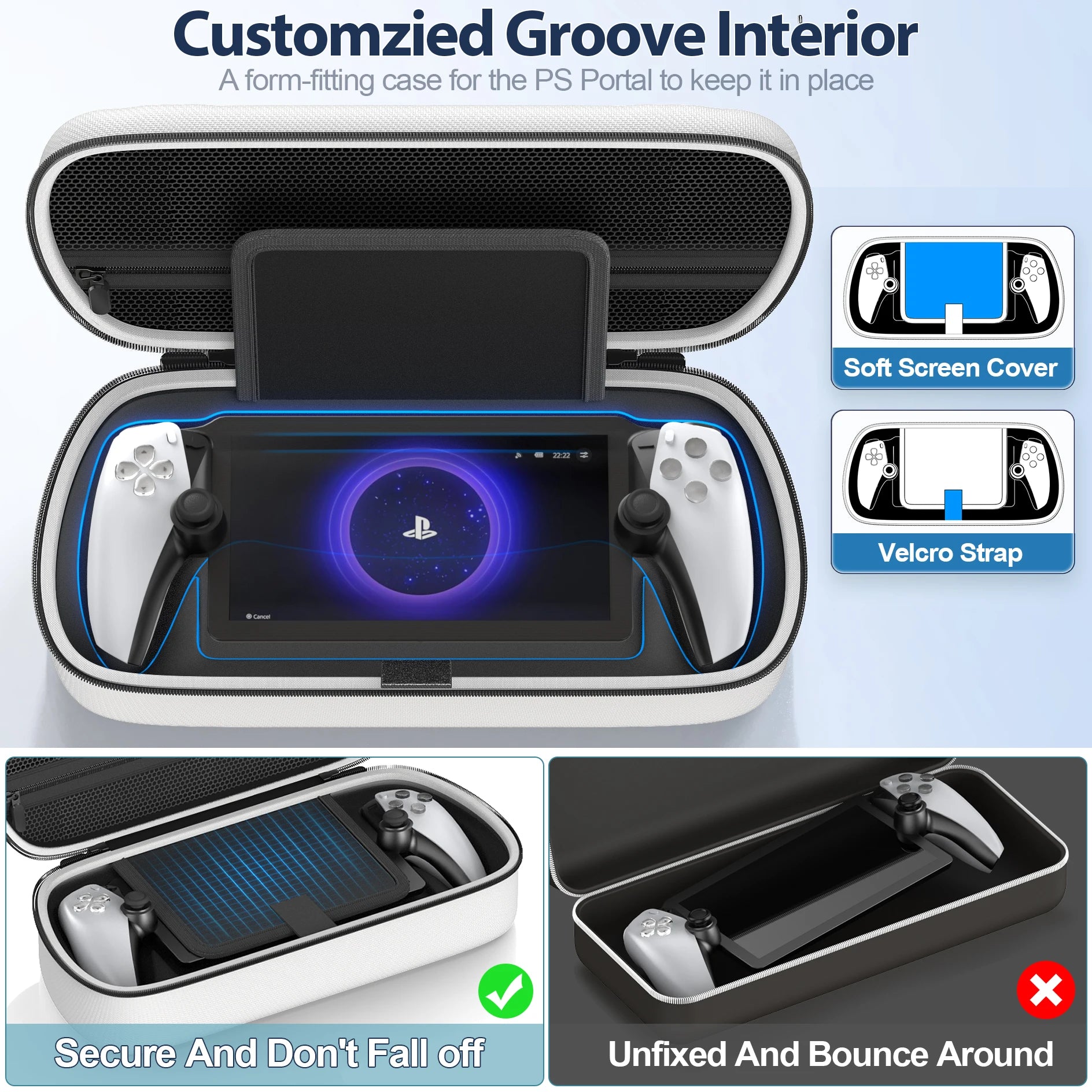 for PlayStation Portal Remote Player Hard Carrying Shell Case With Screen Protective Cover PS Portal Accessories Storage Bag - Smarsty