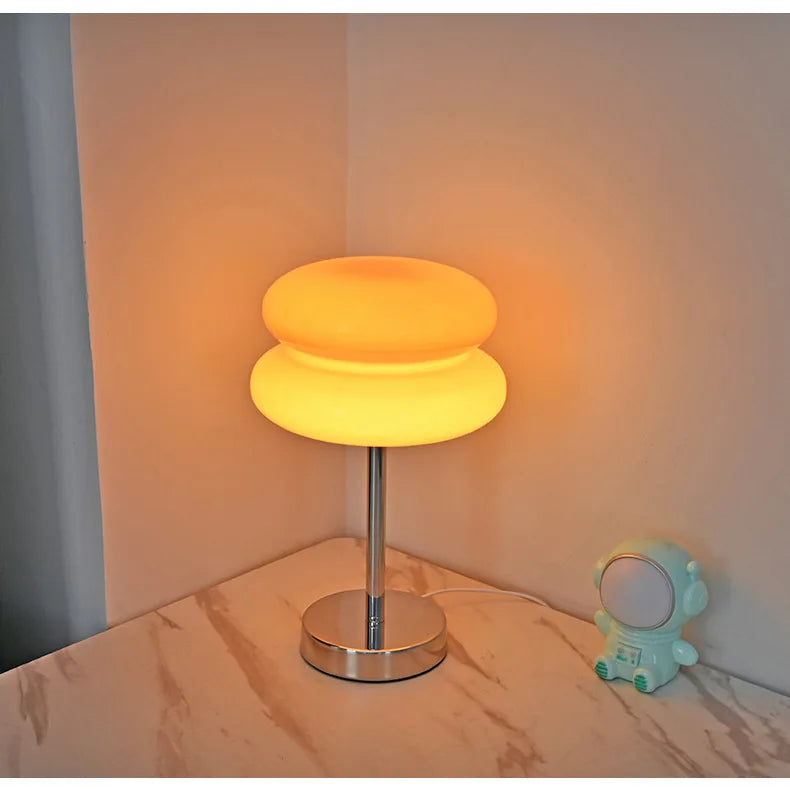 Trichromatic Dimming Macaron Glass Table Lamp for Cozy Bedrooms - Smarsty