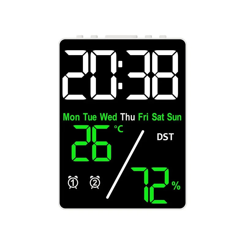 Multifunctional Large Screen Digital Alarm Clock with Humidity Display - Smarsty