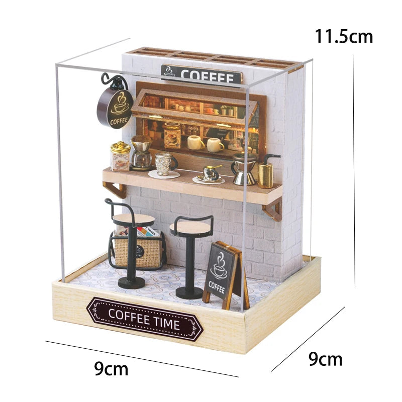 Wooden Flower Garden Doll House DIY Garden House Book Nook Shelf Insert 3D Puzzle Assembly Building Bookshelf With LED Lights