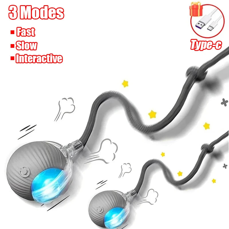 Interactive Rechargeable Cat Toy Ball With Faux Tail - Smarsty