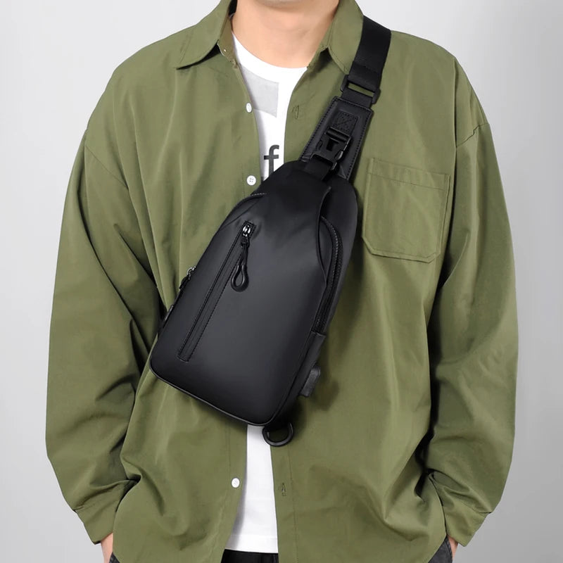 Mens USB Port Chest Bag For Daily Commute And Traveling - Smarsty