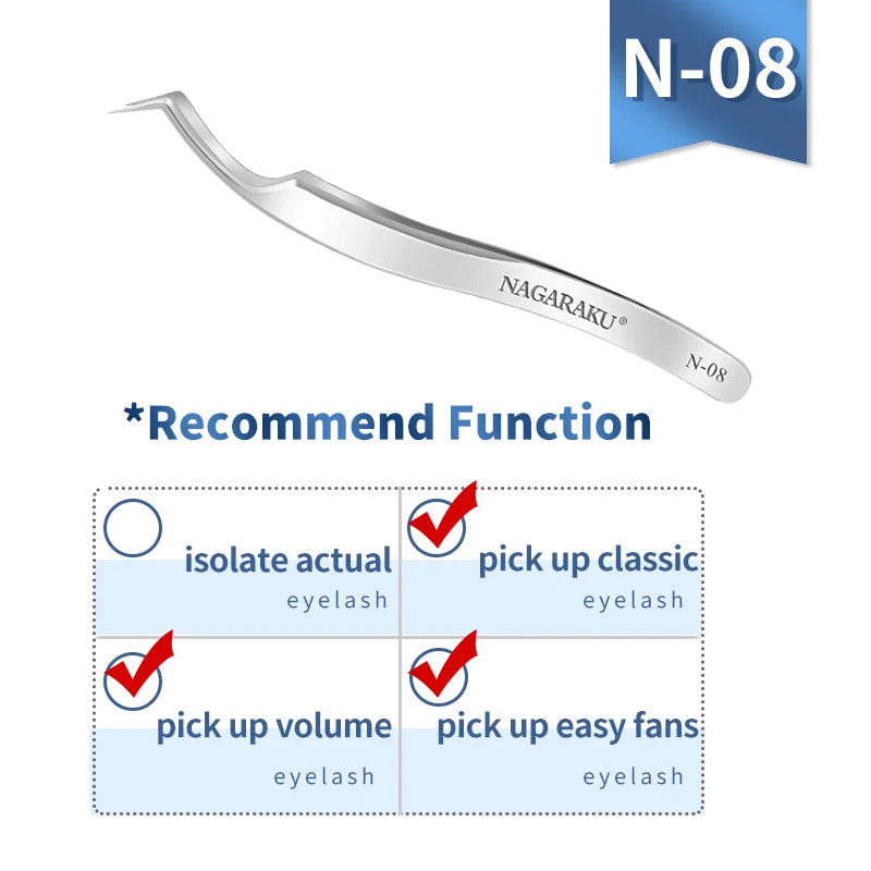 NAGARAKU Stainless Steel Eyelash Extension Tweezers Precision Grip - Smarsty