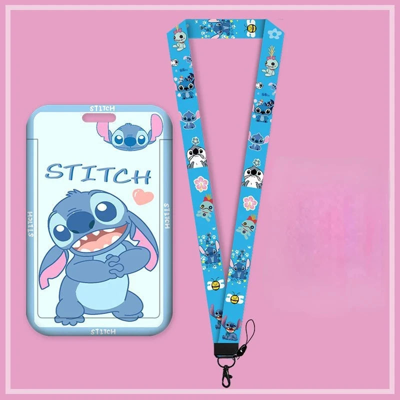 Disney Anime Credential Badge Holder Kawaii Stitch Card Holders Student Campus Lanyard Cards Holder Neck Straps for Kids Gift - Smarsty