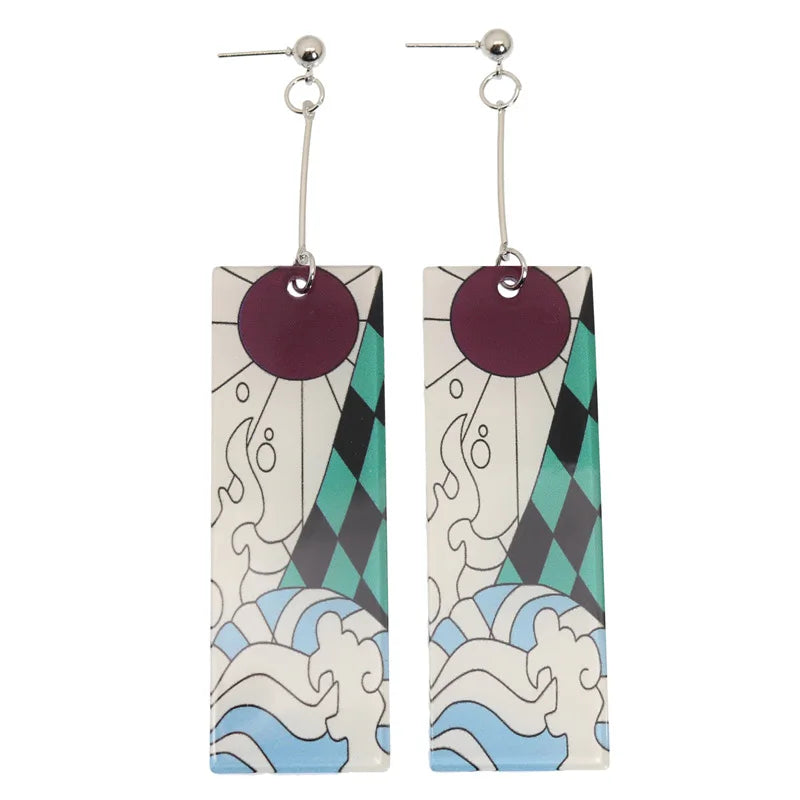 Acrylic Tanjiro Earrings for Women Anime Cosplay Jewelry - Smarsty