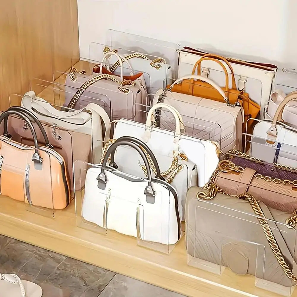 4 Slots Handbag Storage Racks Transparent Wardrobe Divider Shelf Acrylic Storage Holder Closet Organizer Bags Display Racks by Smarsty