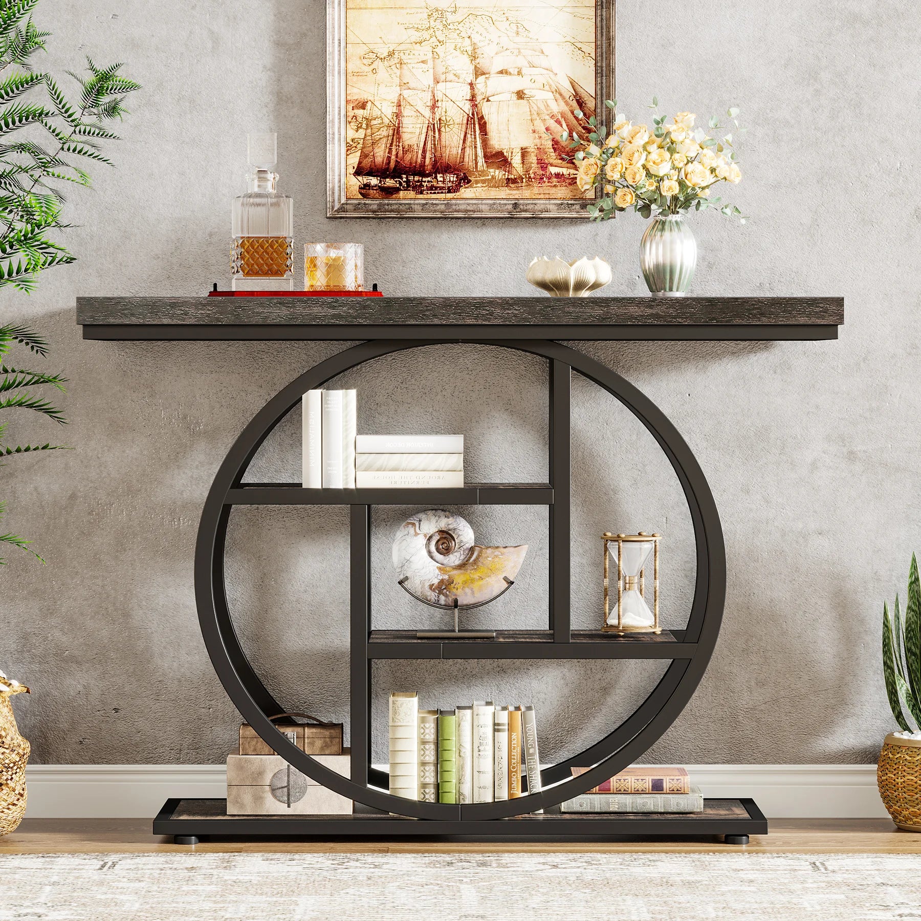 Console Table, 4-Tier Entryway Table, 41.3-Inch Industrial Sofa Table for Living Room, Foyer Hallway Table for Entrance