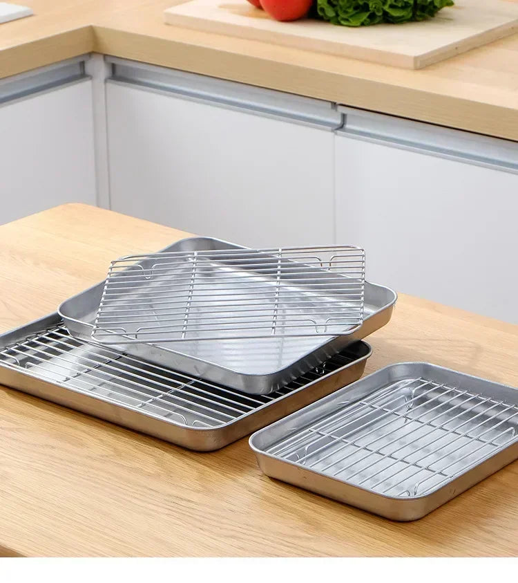 Stainless Steel Baking Pan with Rack for Grilling - Smarsty