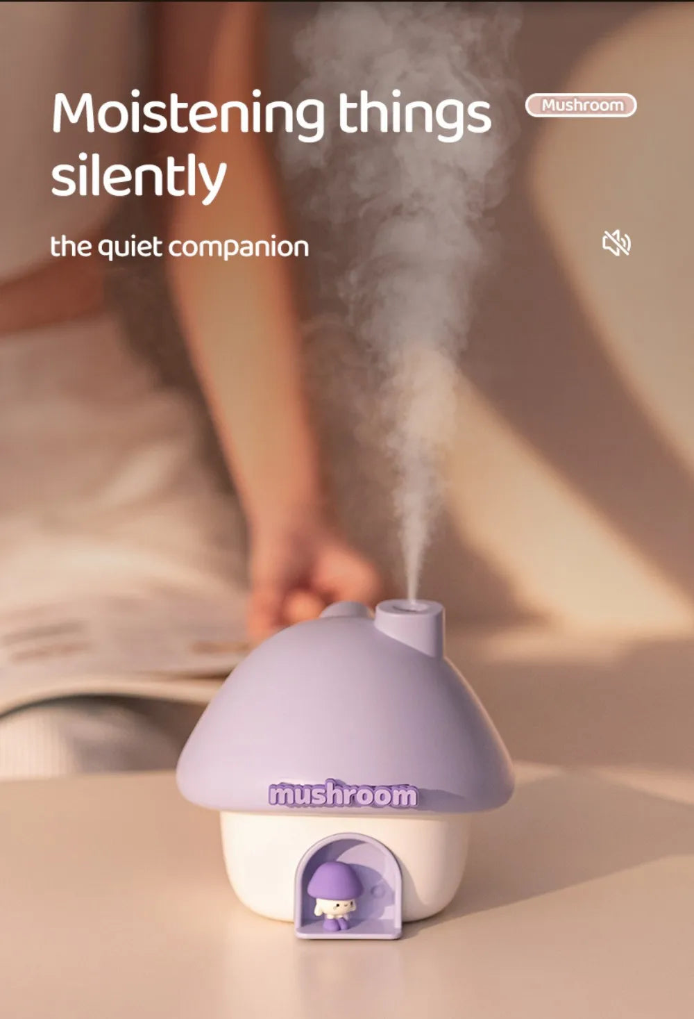 Cartoon Air Humidifier 300ml Mini Essential Oil Aroma Diffusers Colorful Lighting Cute Mushroom House Home Ultrasonic Humidifier - Smarsty