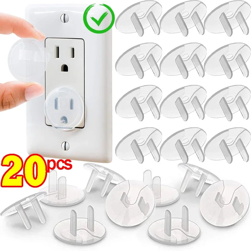 10/20PCS Childproof Outlet Covers – US Standard Baby Safety Plugs, Clear Electrical Socket Protectors for Home & Export