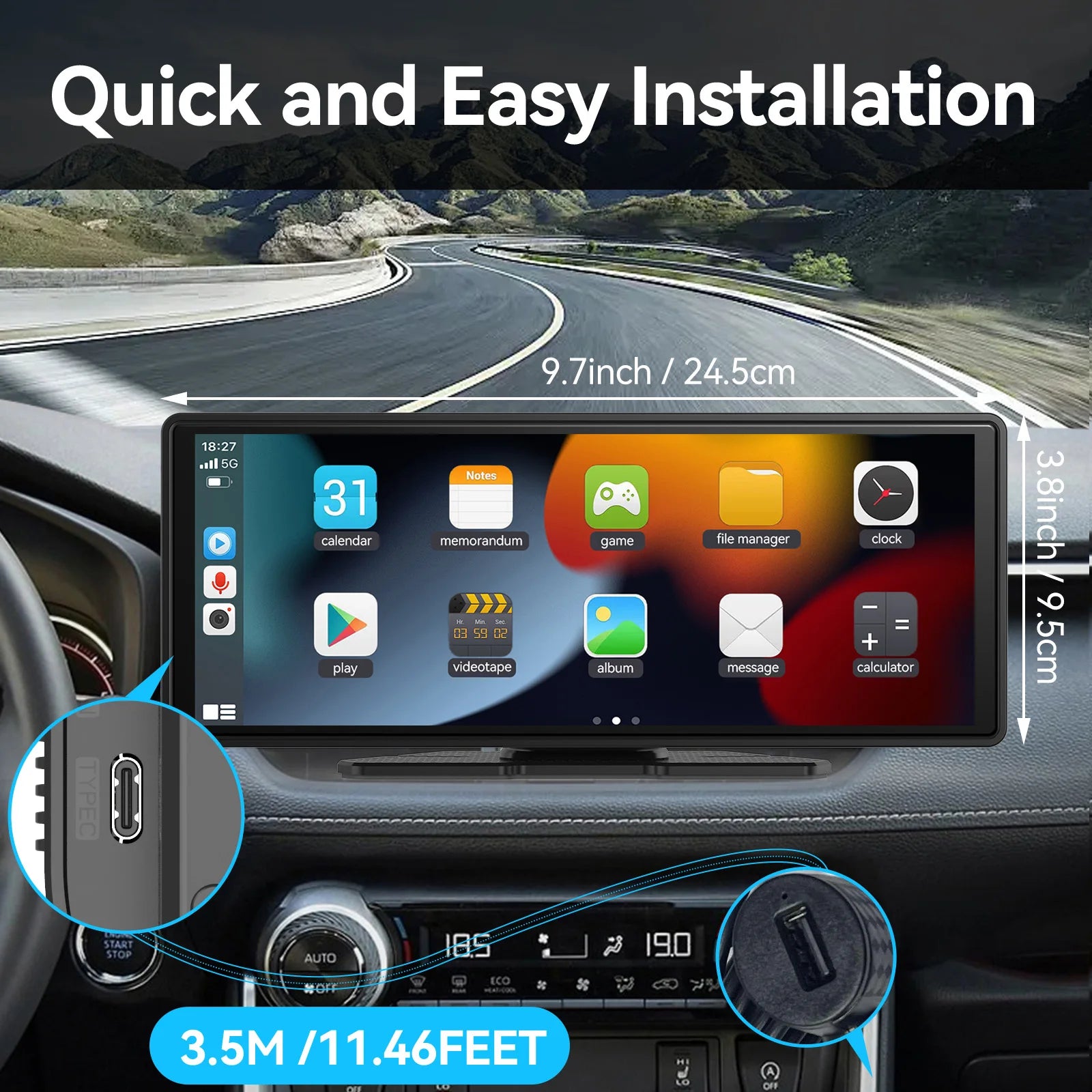 Wireless CarPlay Receiver With 10 Inch Touchscreen - Smarsty