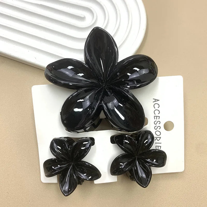 Bohemian Plumeria Hair Claw Clips Set Lightweight Beach - Smarsty