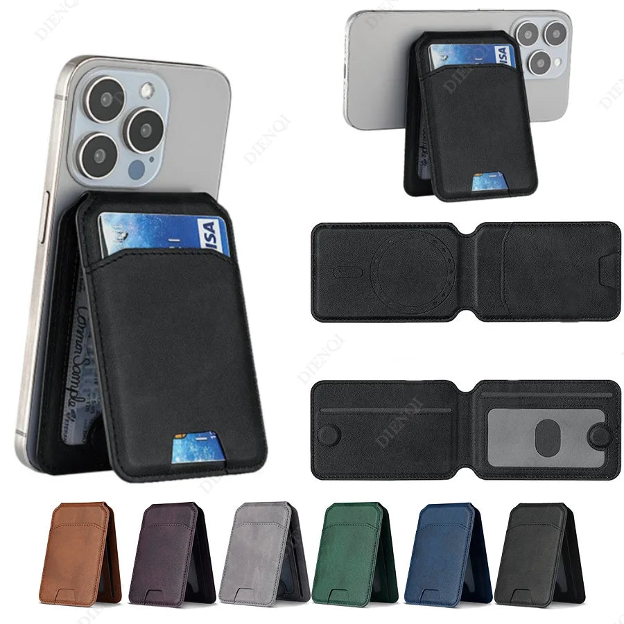 Magsafe Card Wallet Phone Stand PU Leather Magnetic Card Holder Phone Cases Bracket Stand with Kickstand for IPhone 13/14/15/16