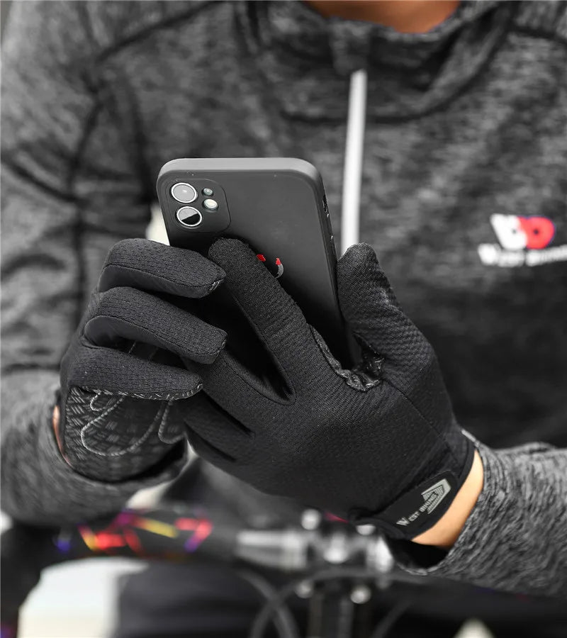 West Biking Full Finger Cycling Gloves Non Slip Silicone Palm - Smarsty